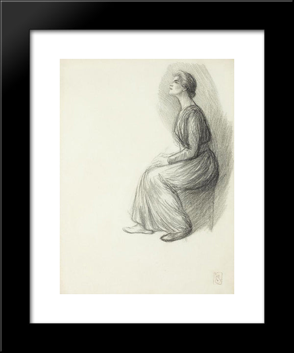 Jeune Femme Assise 20x24 Black Modern Wood Framed Art Print Poster by Steinlen, Theophile