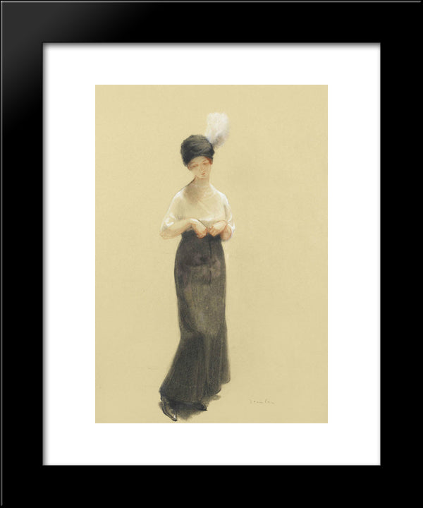 Jeune Femme Au Chapeau A Plume 20x24 Black Modern Wood Framed Art Print Poster by Steinlen, Theophile