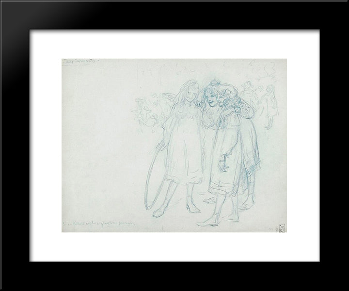 Jeux Innocents 20x24 Black Modern Wood Framed Art Print Poster by Steinlen, Theophile