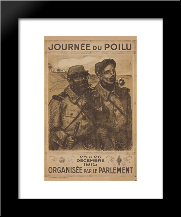 Journee Du Poilu 20x24 Black Modern Wood Framed Art Print Poster by Steinlen, Theophile