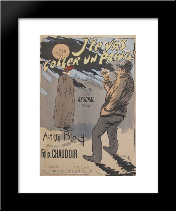 J'Te Vas Coller Un Paing 20x24 Black Modern Wood Framed Art Print Poster by Steinlen, Theophile