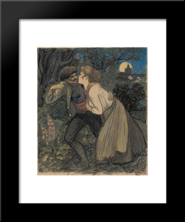La Chienne Au Loup 20x24 Black Modern Wood Framed Art Print Poster by Steinlen, Theophile