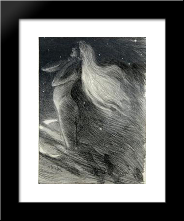 La Fee Aux Cheveux D'Or 20x24 Black Modern Wood Framed Art Print Poster by Steinlen, Theophile