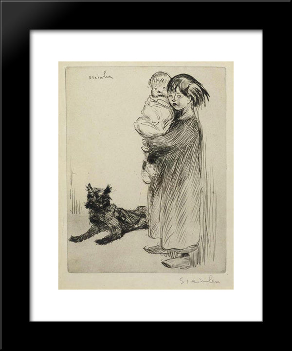 La Grande Soeur 20x24 Black Modern Wood Framed Art Print Poster by Steinlen, Theophile