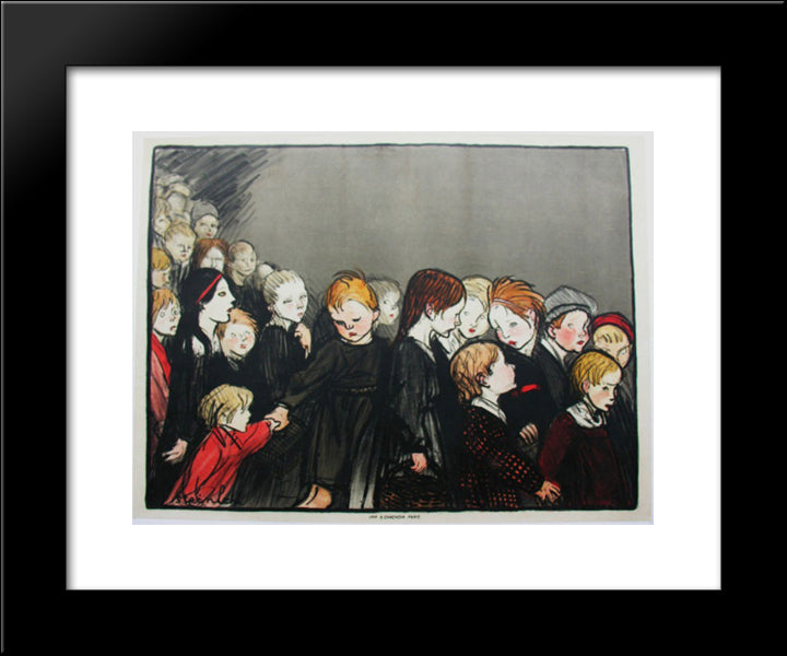 La Maternelle 20x24 Black Modern Wood Framed Art Print Poster by Steinlen, Theophile