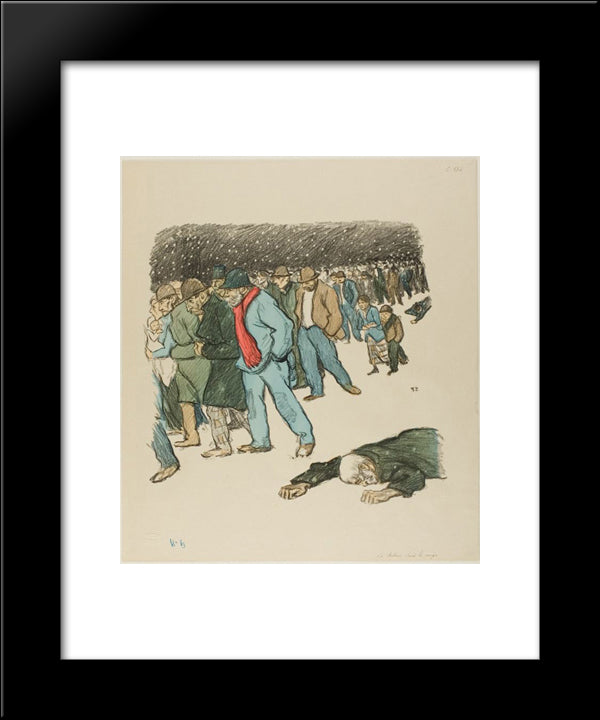 La Misere Sous La Neige 20x24 Black Modern Wood Framed Art Print Poster by Steinlen, Theophile