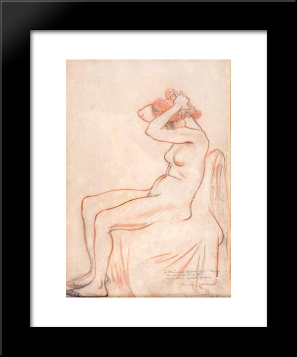 La Modele Nu A La Chevelure Rousse 20x24 Black Modern Wood Framed Art Print Poster by Steinlen, Theophile