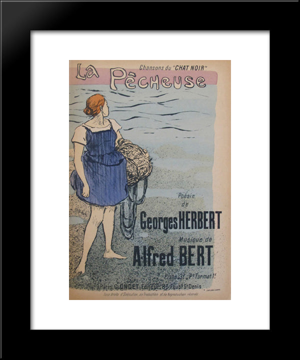 La Pecheuse 20x24 Black Modern Wood Framed Art Print Poster by Steinlen, Theophile