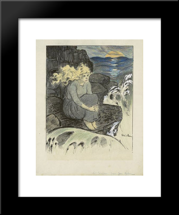 La Sirene 20x24 Black Modern Wood Framed Art Print Poster by Steinlen, Theophile