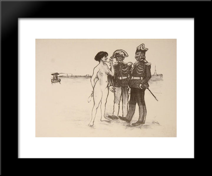 La Verite Et Les Deux Gendarmes 20x24 Black Modern Wood Framed Art Print Poster by Steinlen, Theophile