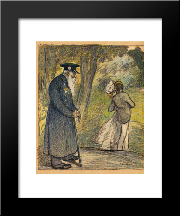 L'Amour Au Vert 20x24 Black Modern Wood Framed Art Print Poster by Steinlen, Theophile
