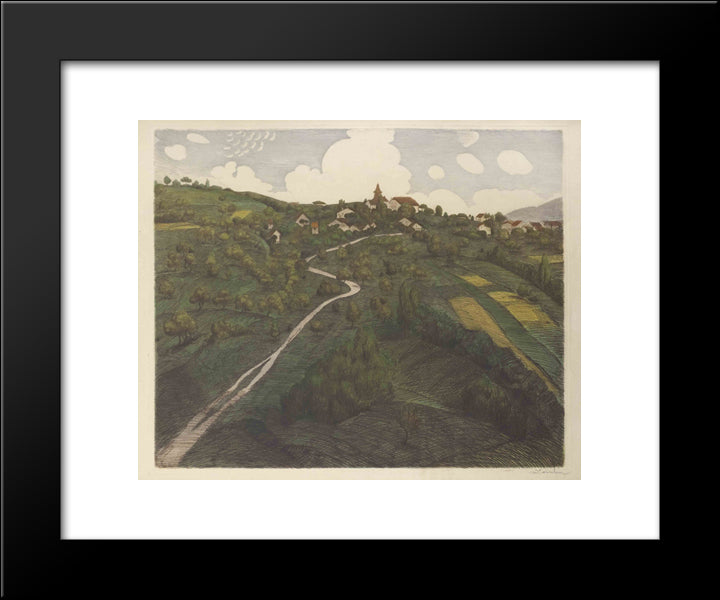 Landscape Of Belmont, Near Lausanne 20x24 Black Modern Wood Framed Art Print Poster by Steinlen, Theophile