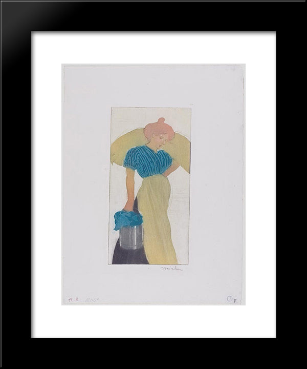 Laundress 20x24 Black Modern Wood Framed Art Print Poster by Steinlen, Theophile