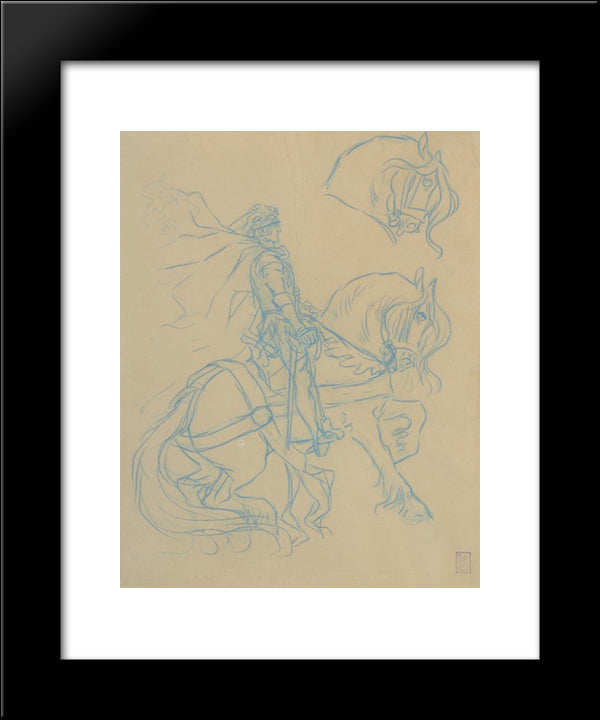 Le Chevalier A La Fee 20x24 Black Modern Wood Framed Art Print Poster by Steinlen, Theophile