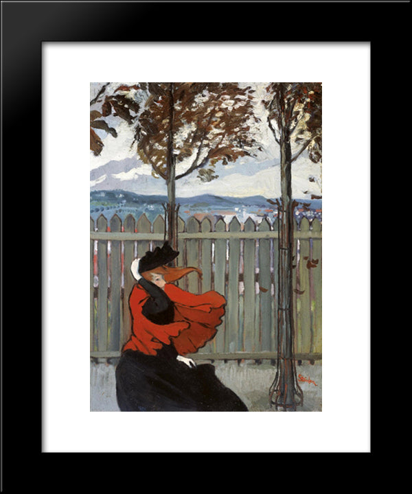 Le Coup De Vent 20x24 Black Modern Wood Framed Art Print Poster by Steinlen, Theophile