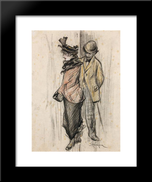 Le Flaneur Parisien 20x24 Black Modern Wood Framed Art Print Poster by Steinlen, Theophile