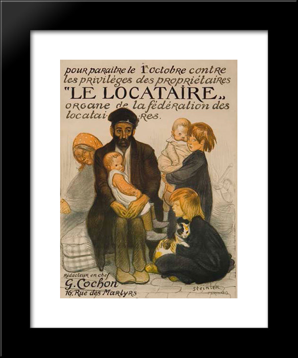 Le Locataire 20x24 Black Modern Wood Framed Art Print Poster by Steinlen, Theophile