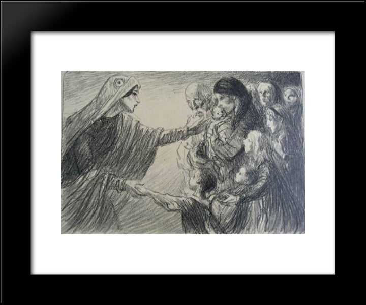 Le Secours National 20x24 Black Modern Wood Framed Art Print Poster by Steinlen, Theophile