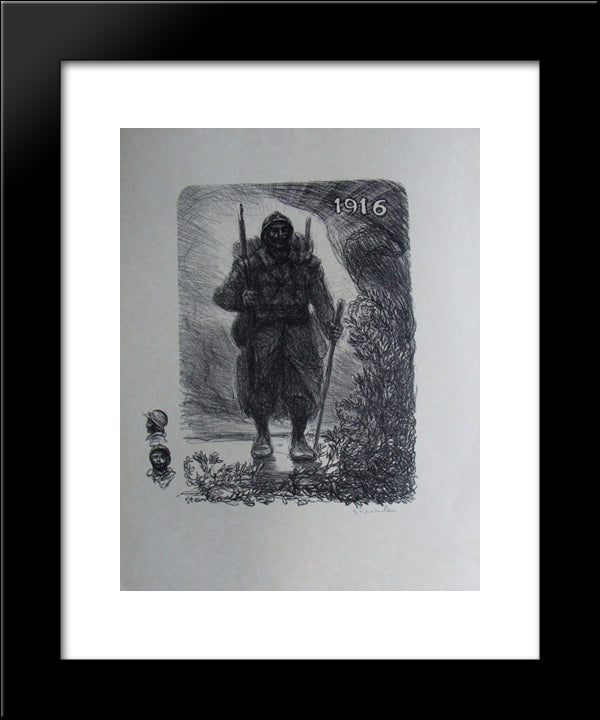 Le Soldat 20x24 Black Modern Wood Framed Art Print Poster by Steinlen, Theophile