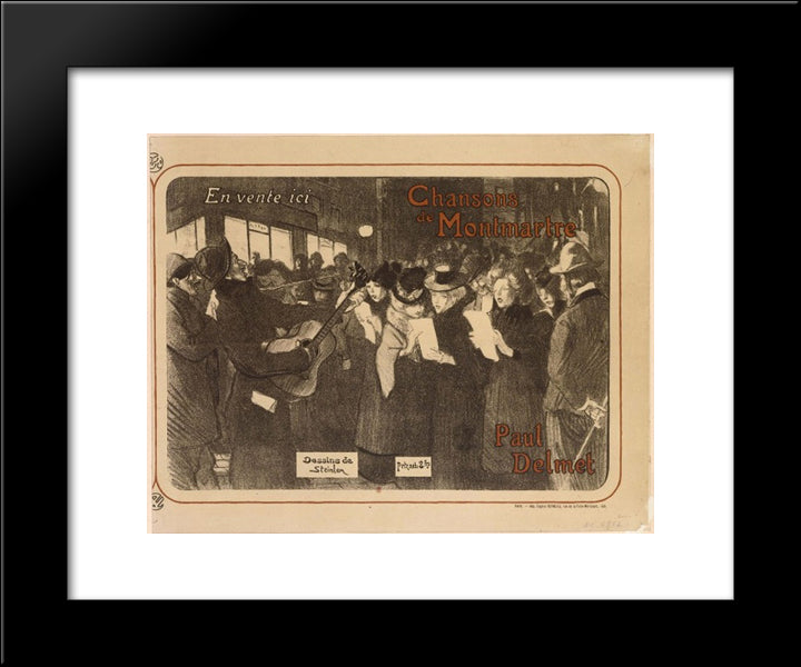Les Chanteurs Des Rues 20x24 Black Modern Wood Framed Art Print Poster by Steinlen, Theophile