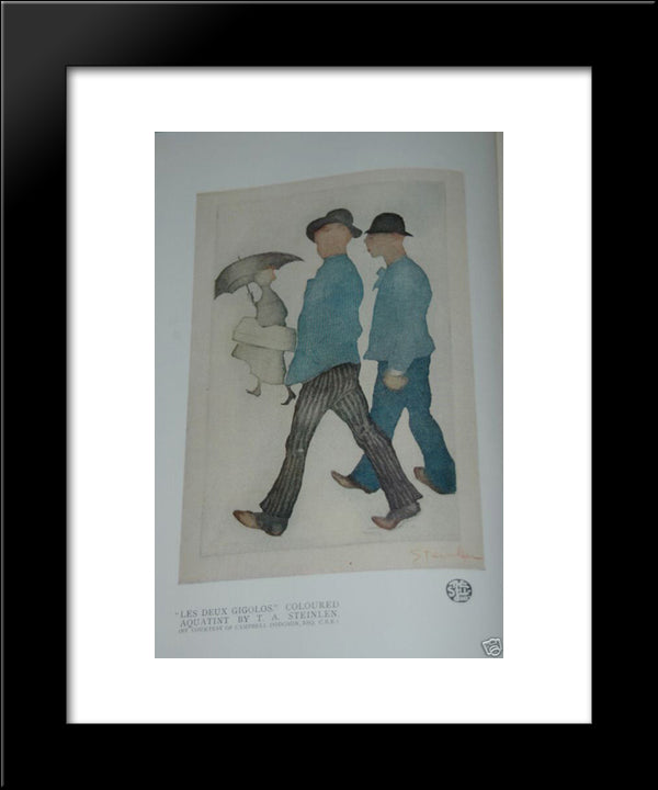Les Deux Gigolos 20x24 Black Modern Wood Framed Art Print Poster by Steinlen, Theophile