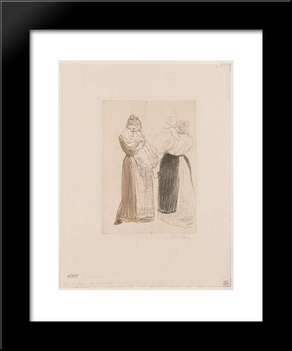 Les Deux Meres 20x24 Black Modern Wood Framed Art Print Poster by Steinlen, Theophile