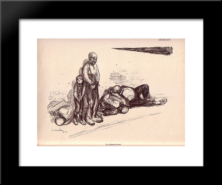 Les Francs-Tireurs 20x24 Black Modern Wood Framed Art Print Poster by Steinlen, Theophile