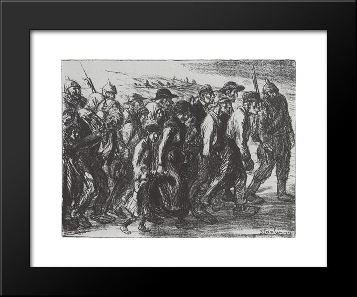 Les Internes - Entree Dans Les Geoles Allemandes 20x24 Black Modern Wood Framed Art Print Poster by Steinlen, Theophile