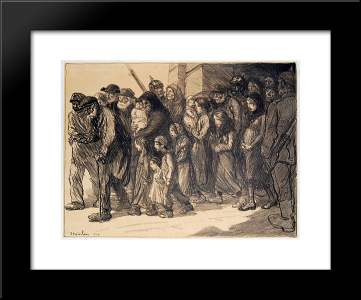 Les Interns - Sortie Des Geoles Allemandes 20x24 Black Modern Wood Framed Art Print Poster by Steinlen, Theophile