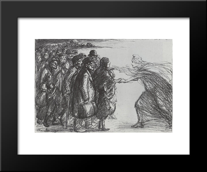 Les Refugies De La Meuse 20x24 Black Modern Wood Framed Art Print Poster by Steinlen, Theophile