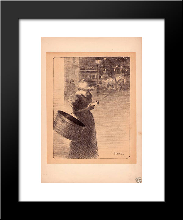 Lettre A Ninon 20x24 Black Modern Wood Framed Art Print Poster by Steinlen, Theophile