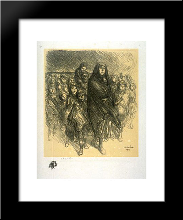 L'Exode Belge 20x24 Black Modern Wood Framed Art Print Poster by Steinlen, Theophile