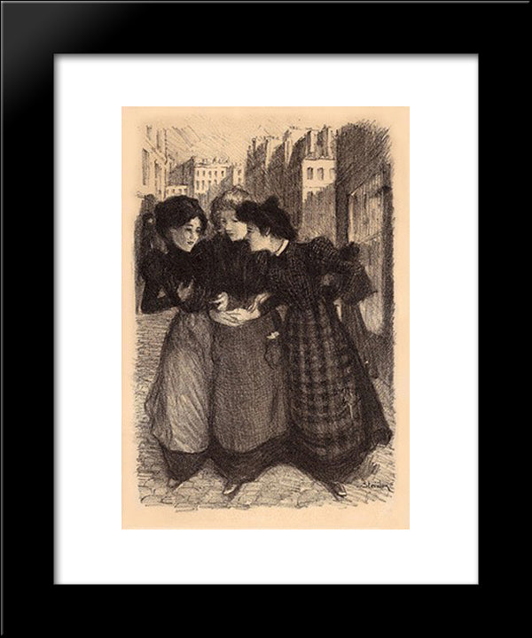 L'Heure Du Dejeuner 20x24 Black Modern Wood Framed Art Print Poster by Steinlen, Theophile