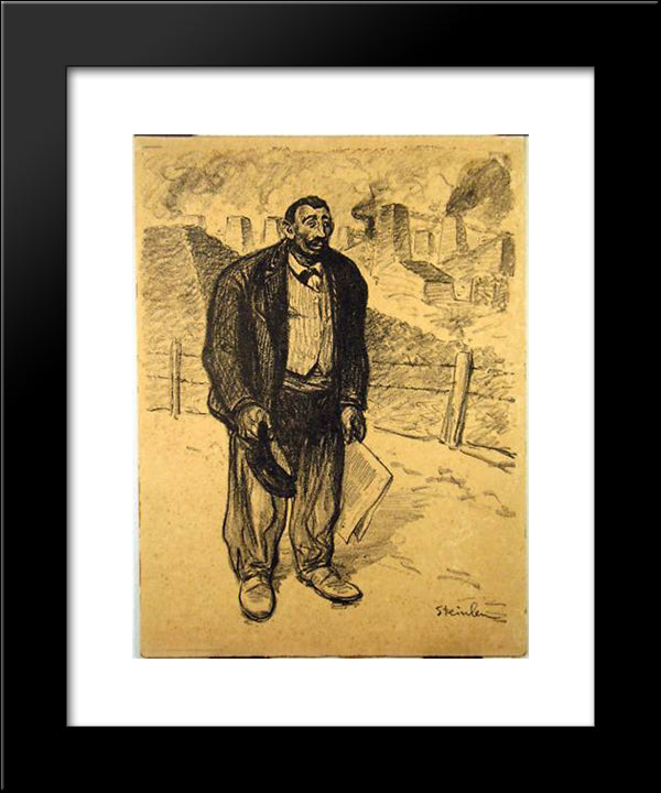 L'Honnete Ouvrier 20x24 Black Modern Wood Framed Art Print Poster by Steinlen, Theophile