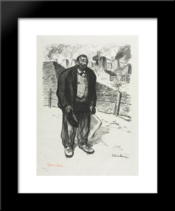 L'Honnete Ouvrier 20x24 Black Modern Wood Framed Art Print Poster by Steinlen, Theophile