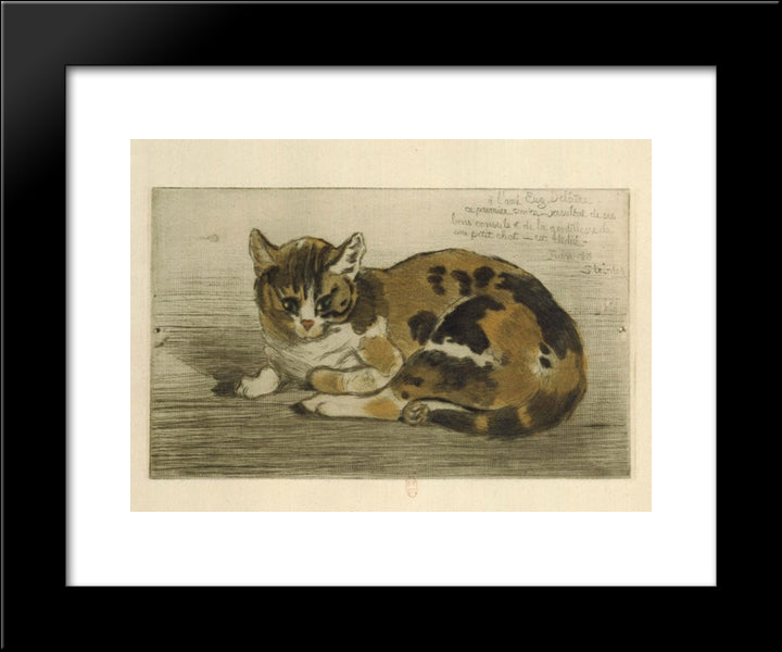 Little Cat 20x24 Black Modern Wood Framed Art Print Poster by Steinlen, Theophile