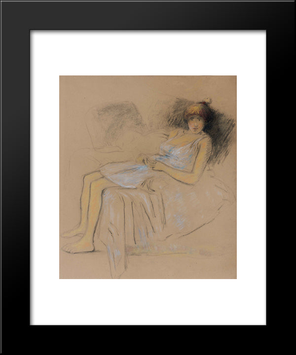 Model At Rest 20x24 Black Modern Wood Framed Art Print Poster by Steinlen, Theophile