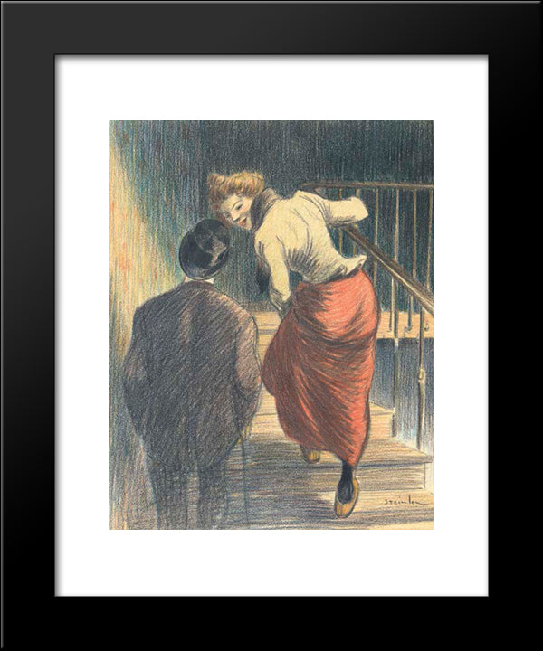 Mon Premier Avril 20x24 Black Modern Wood Framed Art Print Poster by Steinlen, Theophile