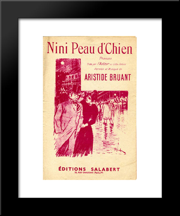 Nini Peau D'Chien 20x24 Black Modern Wood Framed Art Print Poster by Steinlen, Theophile