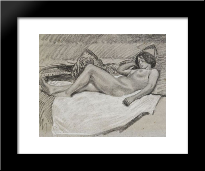 Nu Allonge 20x24 Black Modern Wood Framed Art Print Poster by Steinlen, Theophile