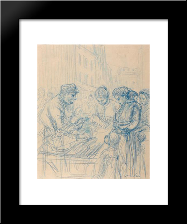 Organ Player 20x24 Black Modern Wood Framed Art Print Poster by Steinlen, Theophile