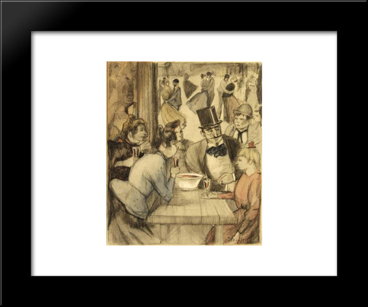 People At The Cafe 20x24 Black Modern Wood Framed Art Print Poster by Steinlen, Theophile