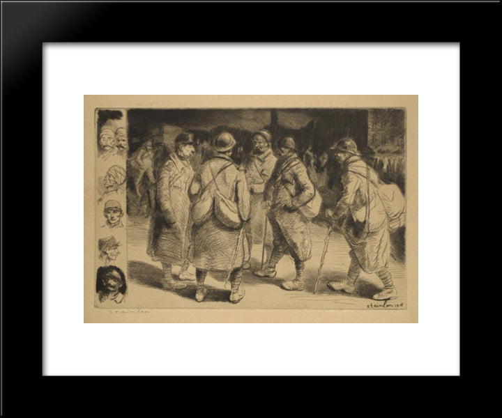 Permissionaires No-2 20x24 Black Modern Wood Framed Art Print Poster by Steinlen, Theophile