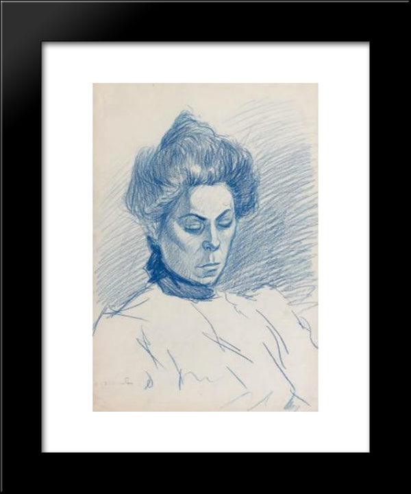 Portrait De Femme 20x24 Black Modern Wood Framed Art Print Poster by Steinlen, Theophile