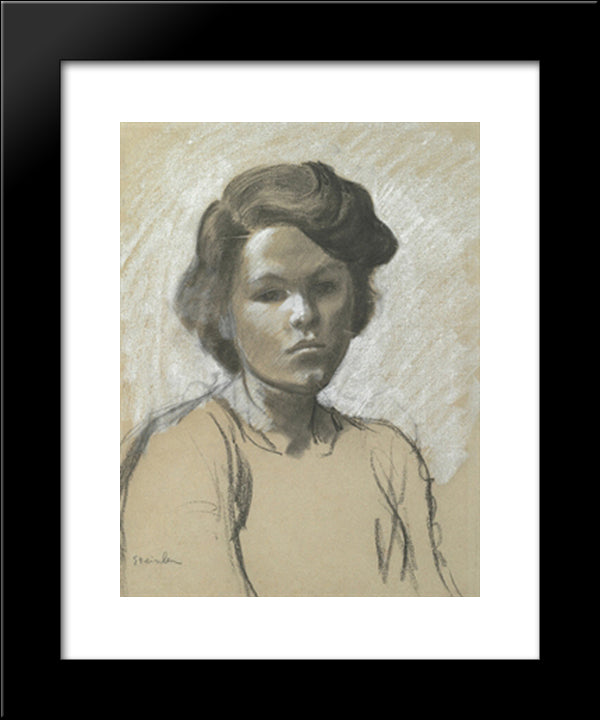 Portrait Of Colette, The Daughter Of The Artist 20x24 Black Modern Wood Framed Art Print Poster by Steinlen, Theophile