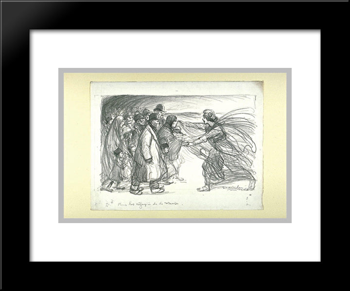 Pours Les Refugies De La Meuse 20x24 Black Modern Wood Framed Art Print Poster by Steinlen, Theophile