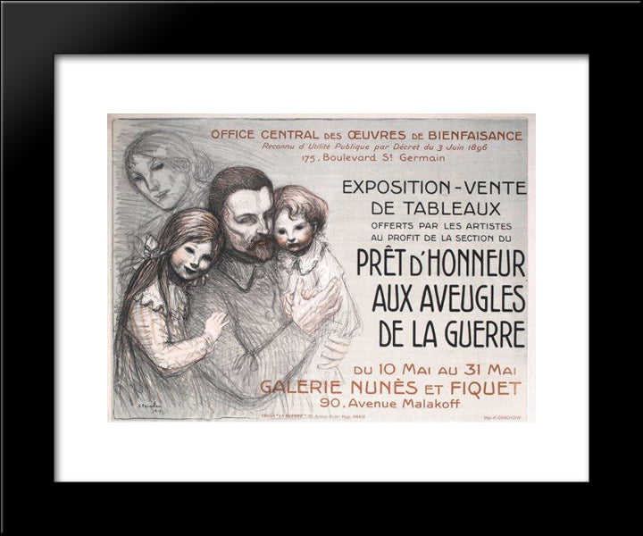 Pret D'Honneur Aux Aveugles 20x24 Black Modern Wood Framed Art Print Poster by Steinlen, Theophile