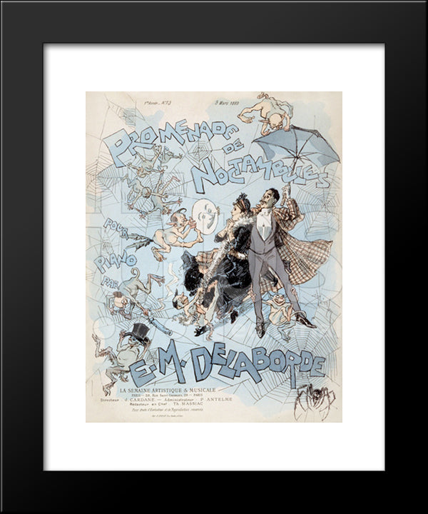 Promenade De Noctambules 20x24 Black Modern Wood Framed Art Print Poster by Steinlen, Theophile