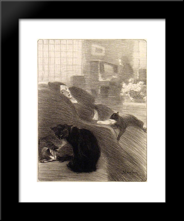 Quand Nous Serons Vieux 20x24 Black Modern Wood Framed Art Print Poster by Steinlen, Theophile