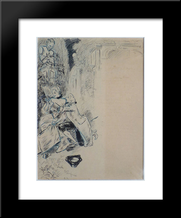 Regrets A Ninon 20x24 Black Modern Wood Framed Art Print Poster by Steinlen, Theophile